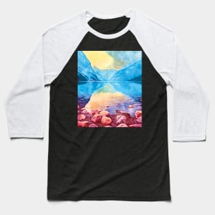 Beautiful Mountains ad Lake with Big Stones Baseball T-Shirt